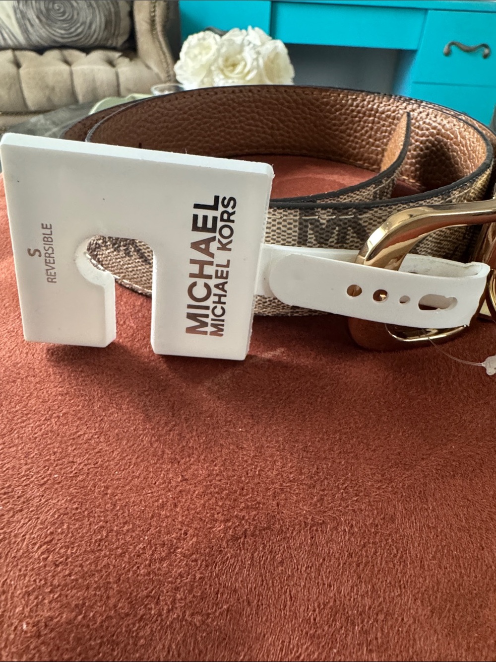 Michael Kors Brown and tan  Reversible Logo Belt
